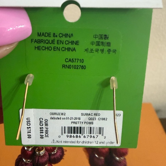 NWT Kate Spade Pretty Poms Tassel Earrings Sumac Red w/ Gold Accents Boho - Picture 6 of 6